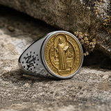 Saint Benedict Medal Stainless Steel Cross Ring