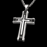 Layered Two-Tone Cross Necklace – Modern Christian Pendant for Men
