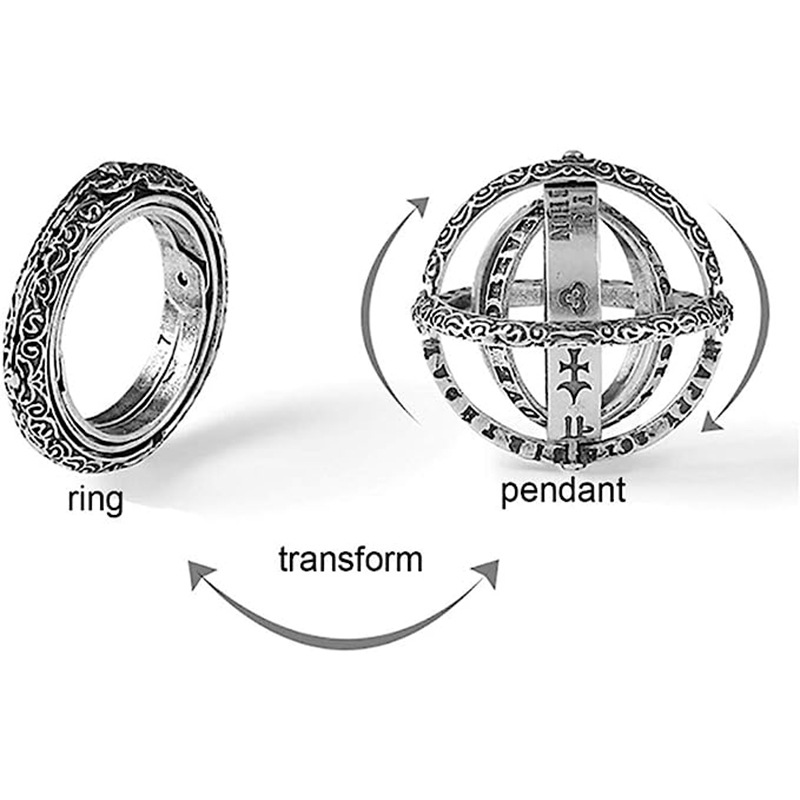 Handmade Astronomical Sphere Silver Ring (With A Free Chain)
