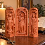 Hand-Carved Travel Triptych Altar: The Holy Family at Your Side
