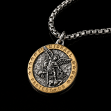 Two-Tone St. Michael Archangel Protection Medal Stainless Steel Necklace