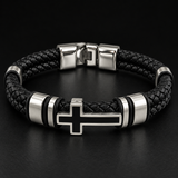 Men’s Black Braided Cross Bracelet – Christian Faith Reminder Wristband