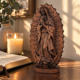Our Lady of Guadalupe Hand-Carved Solid Beechwood Statue – Catholic Prayer & Home Blessing Decor