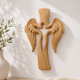 Ascension of Jesus Angel Wing Cross – Hand-Carved Beechwood Wall Decor