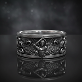 S925K Silver Archangel Michael Ring | Sacred Protection and Baroque Rococo Style Engravings