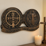 St. Benedict's Exorcism Medal Christian Wall Plaque - Best Christmas Gift - size and finish detail