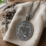 Pure Tin Miraculous Medal Virgin Mary Necklace