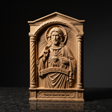 Sacred Heart of Jesus Hand-Carved Beechwood Relief - Divine Mercy Home Altar Decor