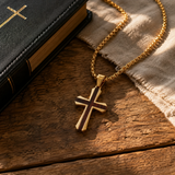 Christian Cross Necklace – Solid Rosewood & Titanium Steel Faith Pendant