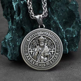 St. Benedict S925K Silver Double-Sided Engraved Amulet Pendant