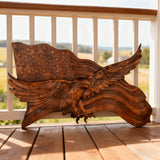Eagle & Flag Wood Wall Plaque - Handcrafted American Heritage Tribute