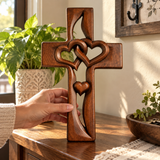 Interwoven Hearts Wood Cross - A God-Centered Symbol for Marriage & Anniversaries