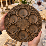 Jerusalem Passover Seder Plate – Hand-Carved Beechwood Judaica for Pesach