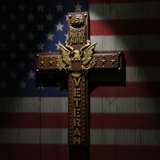 Hand-Carved Beechwood Veteran Cross Wall Plaque | USA Eagle | Proudly Served | Military Gift