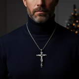 S925K Sandblasted Silver Jesus Crucifix Pendant