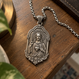 S925 Sterling Silver Sacred Heart of Jesus Pendant Necklace – Catholic Christian Faith Jewelry