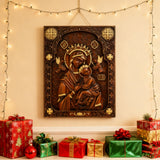 Our Lady of Perpetual Help Wood Art - Hand-Carved Catholic Gift - Mother Mary Comfort Figure