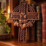 Hand-Carved Beechwood Celtic Claddagh Wall Cross – Irish Christian Faith Home Décor