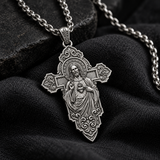Keep His Sacred Heart Close to Yours – S925 Sterling Silver Jesus Cross Necklace