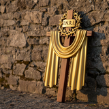 A Holy Testimony: Handcrafted Beechwood Crown of Thorns and Resurrection Shawl Cross