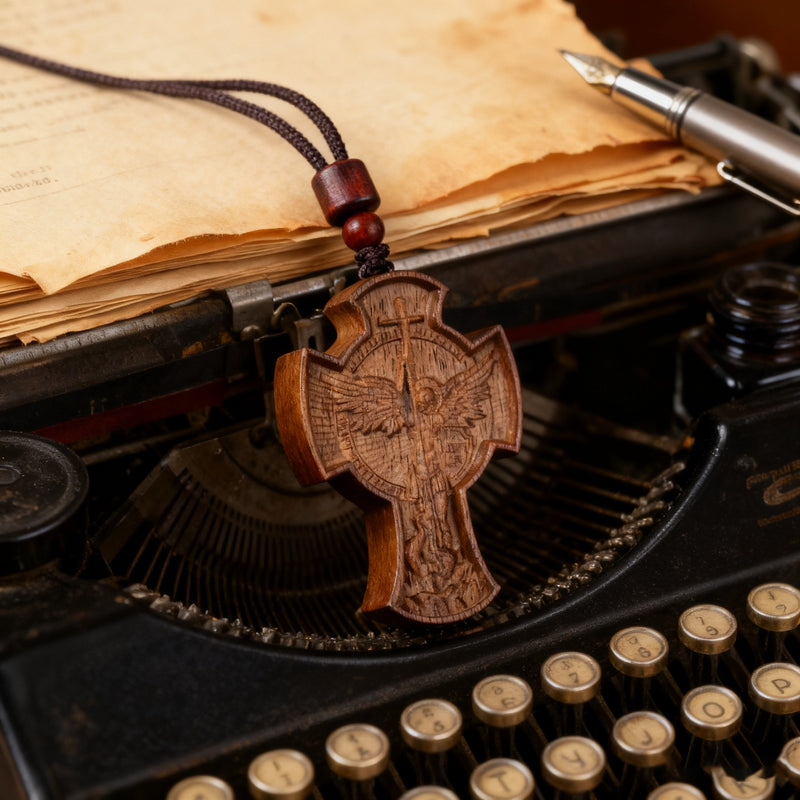 St. Michael the Archangel Wooden Cross Pendant