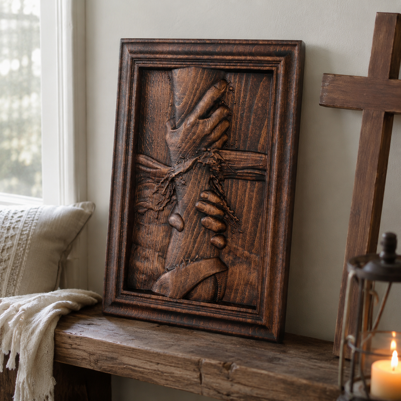 Hand of God Christian wood carving prepared as a meaningful faith gift