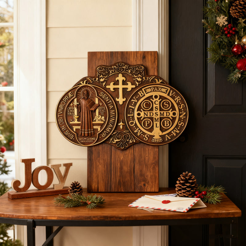 St. Benedict's Exorcism Medal Christian Exorcism Plaque - Wall Decor