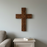 Handcrafted Beechwood Plaited Wall Cross – Natural Wood Finish