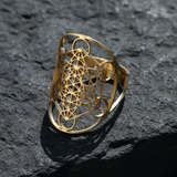 Metatron's Cube Ring Archangel Protection Women Ring Stainless Steel Jewelry