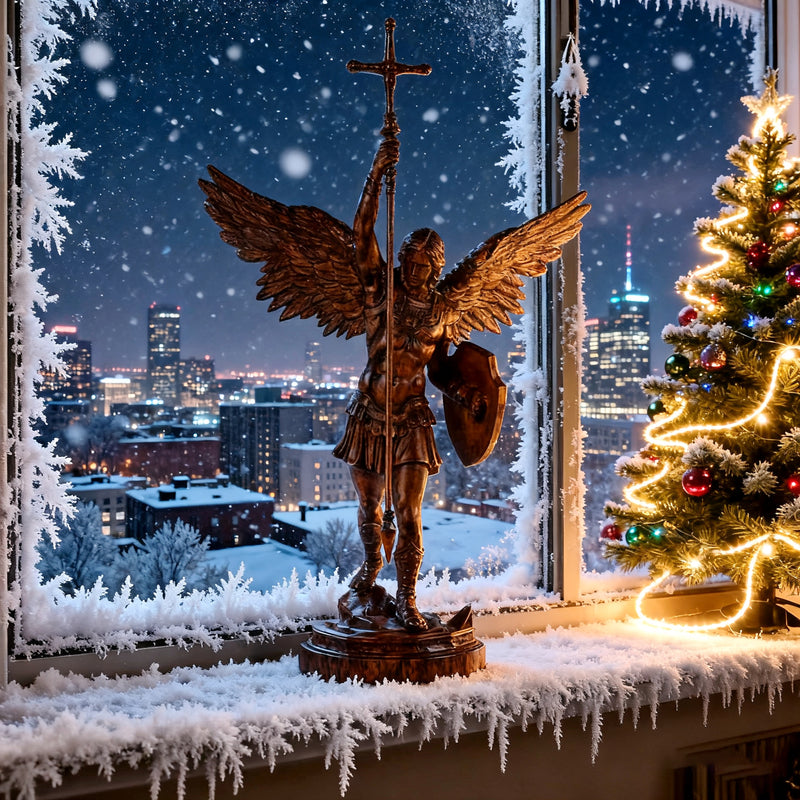 St. Michael the Archangel - Hand Carved Boxwood Sculpture - Spiritual Guardian for Prayer Spaces