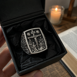 S925K Silver Handcrafted Jesus Crucifixion Scene Ring