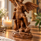 Boxwood Archangel Michael Carving: A Christmas Gift of Divine Protection