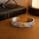 Stainless Steel Two-Tone Cross Cuff Bracelet – Christian Faith Jewelry