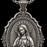 Virgin Mary Prayer Medal Necklace – S925 Sterling Silver Catholic Pendant