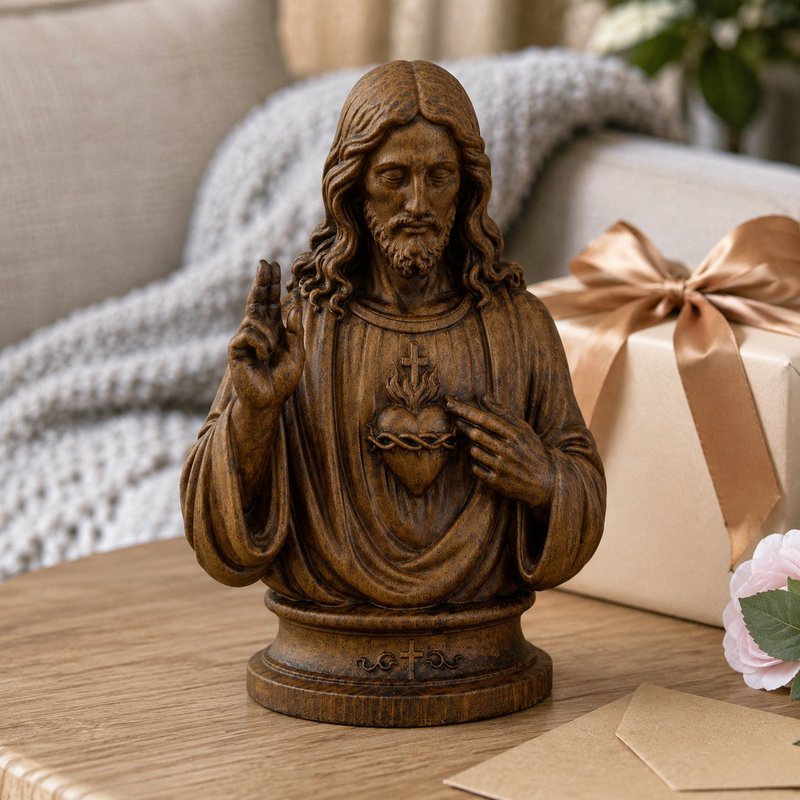 Sacred Heart of Jesus statue for Christian prayer corner
