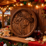 "Jesus with the Crown of Thorns" Beechwood Carved Icon | A Concrete Testimony of Redemption