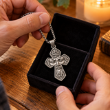 S925 Sterling Silver Jesus Crown of Thorns Cross Pendant Necklace – Christian Faith Jewelry for Men