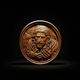 Jesus Christ Round Wooden Carving