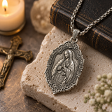 S925 Sterling Silver Our Lady of Guadalupe Prayer Pendant Necklace – Catholic Virgin Mary Medal