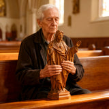 Hand Carved Sacred Heart of Jesus Virgin Mary Wooden Tabletop Ornament