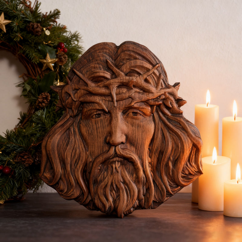 Handcrafted Beechwood Jesus Thorn Crown Wall Hanging — A Sacred Reminder of His Everlasting Love