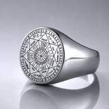 Vintage Titanium Seven Archangel Signet Ring - Amulet Against Evil Eyes, Curses, Spells