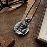 Crown of Thorns Jesus Double‑Sided Medallion Necklace, Stainless Steel Sacred Heart Pendant for Men Product Parameters