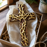 Hand-Carved Beechwood Crown of Thorns Wall Cross