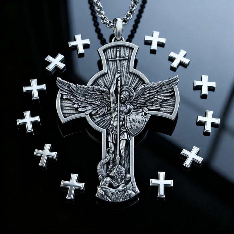 New titanium steel/S925K silver Archangel St. Michael necklace