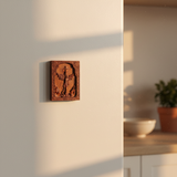 Archangel Michael Hand-Carved Wood Refrigerator Magnet | 4 Sacred Wood Tones
