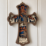 3D Layered Nativity Wooden Cross – Basswood Christian Christmas Wall Decor