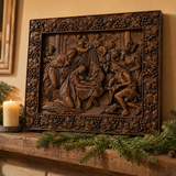Krippe Holz geschnitzte Plakette, natürliche Buche Massivholz Religiöses Geschenk, Christliches Weihnachts geschenk