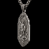 Saint Michael the Archangel 925 Sterling Silver Pendant Necklace—Christian Medal Featuring Sword and Shield Motifs