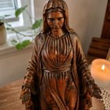 Hand-carved boxwood icon of the Immaculate Heart of Mary